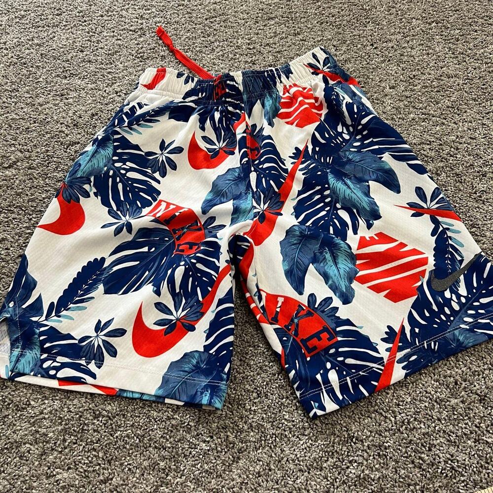 Nike White Navy and Red Tropical Kids Shorts